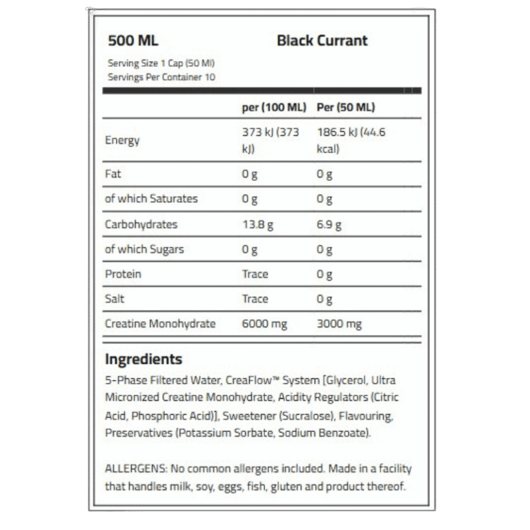 Applied Nutrition Crea Flow Liquid Creatine Facts Boost Fit