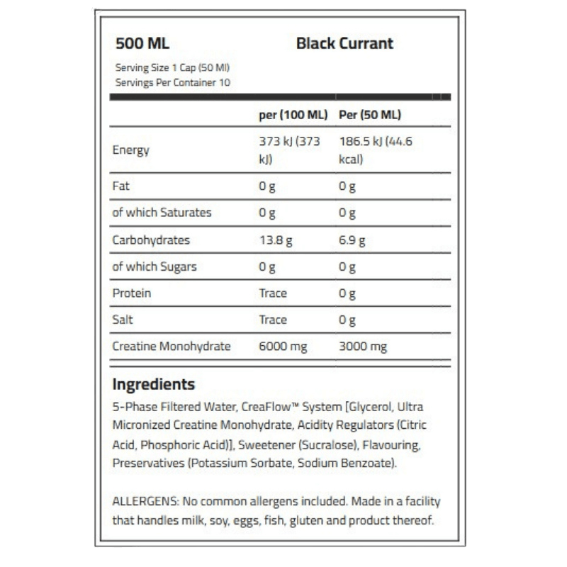 Applied Nutrition Crea Flow Liquid Creatine Facts Boost Fit