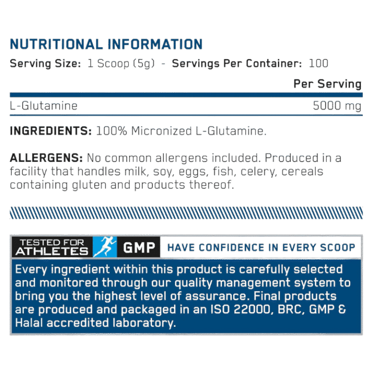 Applied Nutrition L-Glutamine Powder Facts Boost Fit