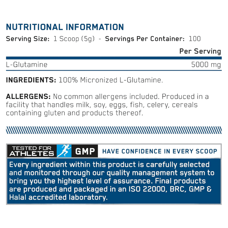 Applied Nutrition L-Glutamine Powder Facts Boost Fit