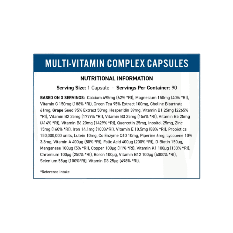 Applied Nutrition Multivitamin Complex Facts Boost Fit
