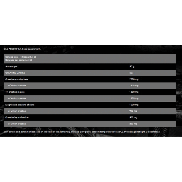 BAD ASS® Crea 300 gm 52 servings Facts Boost Fit