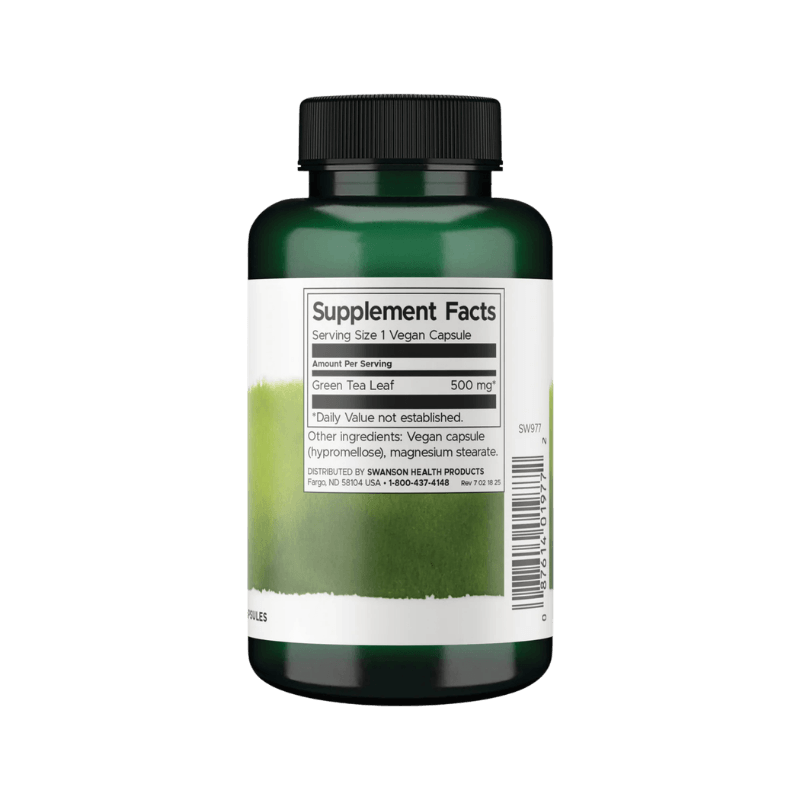 Swanson Green Tea 500mg, 100 Capsules Facts Boost Fit