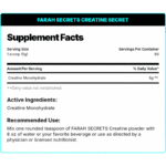 Farah Secret Creatine Monohydrate, 300gm, 60 servings Facts Boost Fit
