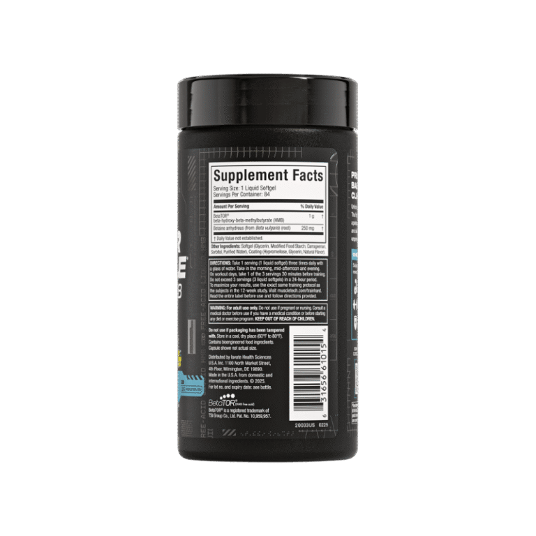 Muscle Tech Clear Muscle Liquid HMB, 84 softgels Boost Fit Facts