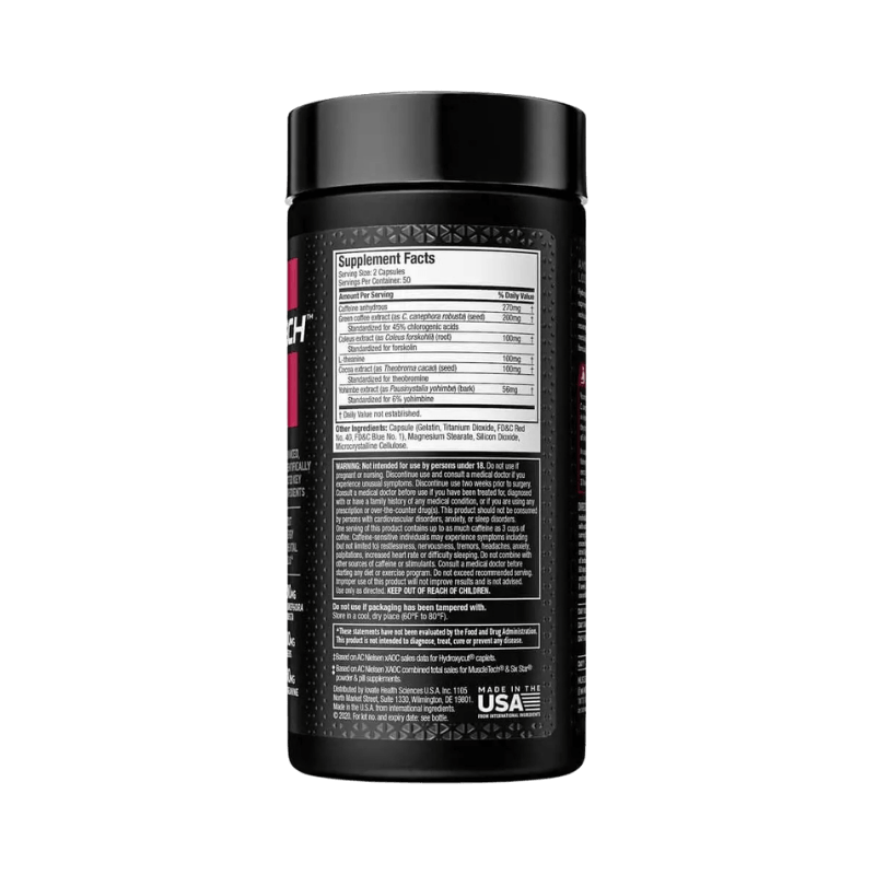 Muscle Tech Hydroxycut Elite 110 Capsules Boost Fit Facts