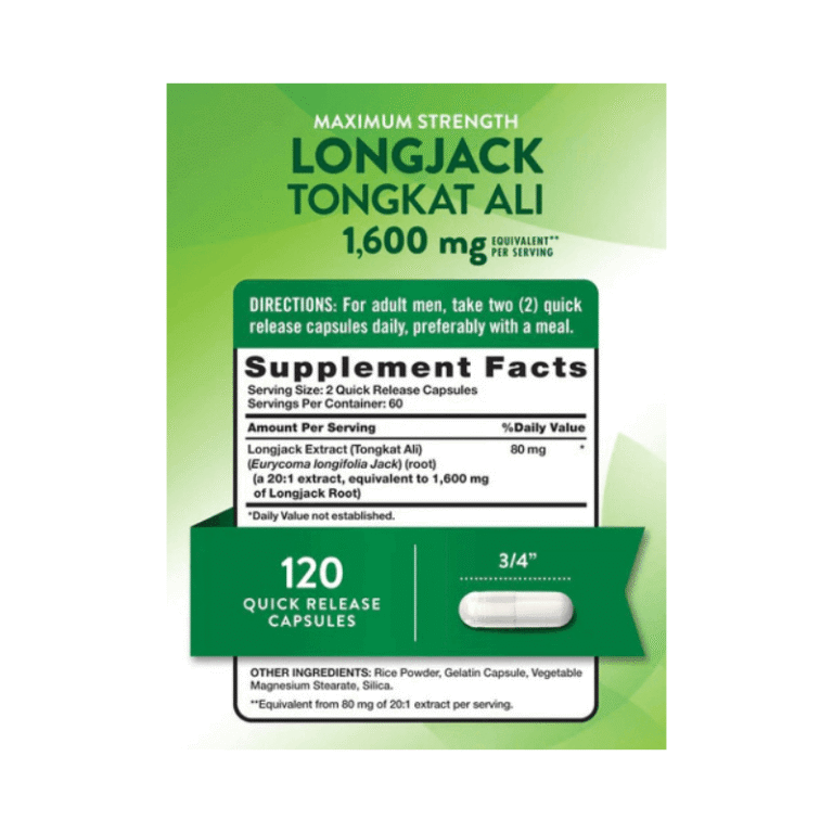 Nature`s Truth Truth Longjack Tongkat Ali 1600mg 120 capsules Facts Boost Fit