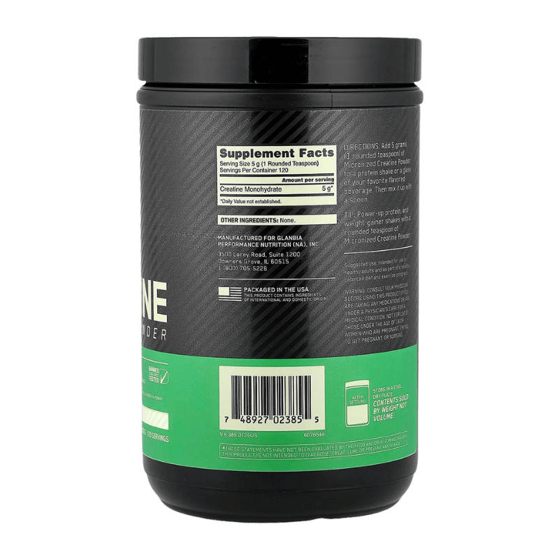 Optimum Nutrition Creatine Micronized 600gm 120 servings Facts Boost Fit