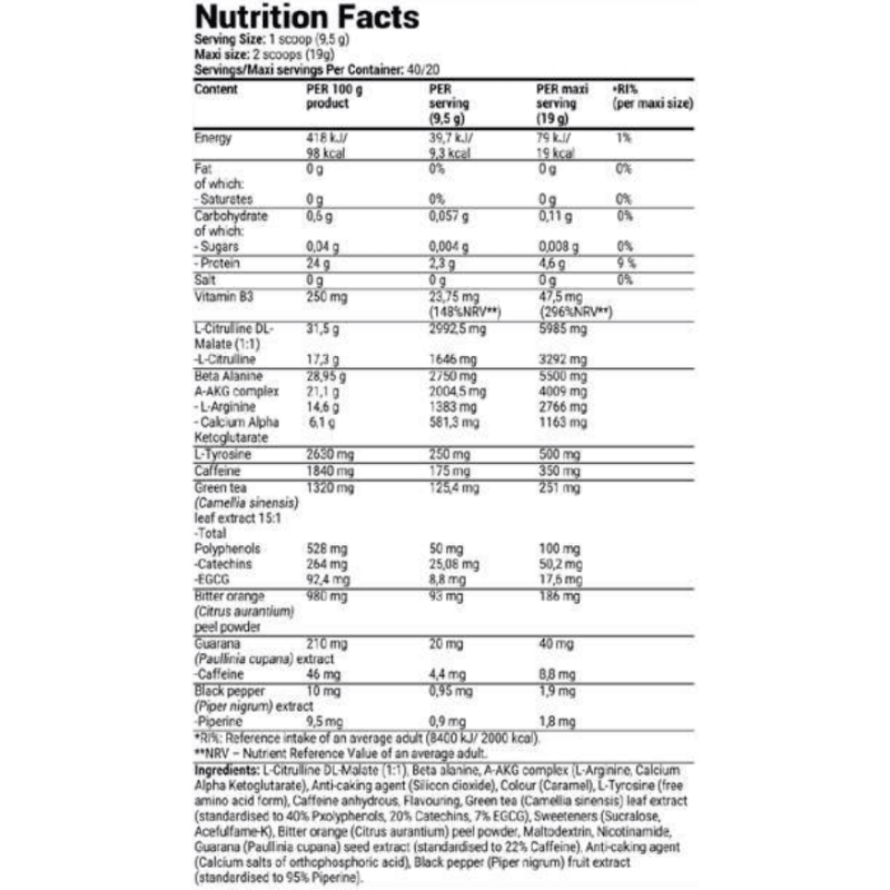 Superior 14 Hyper Rush Pre-Workout, 40 servings Boost Fit Facts